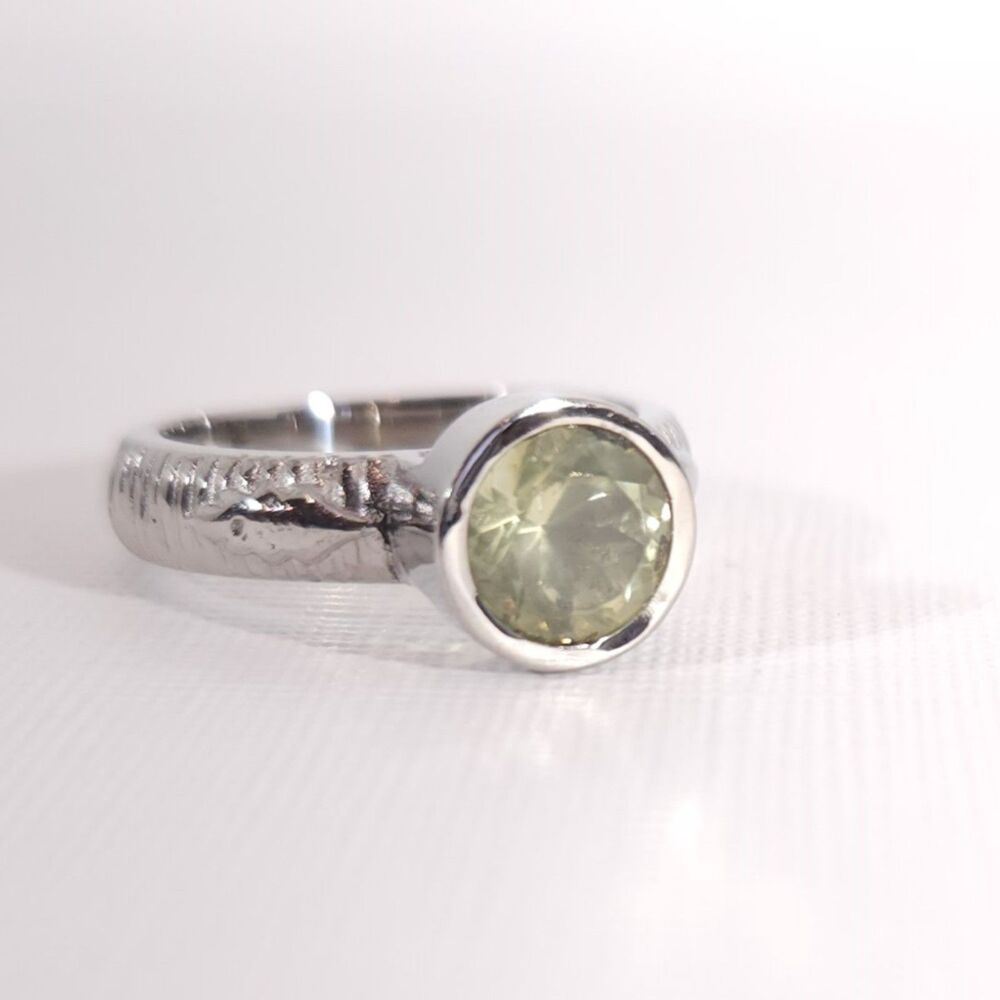 Lemon Lime Quartz Ring Stainless Steel Size 7